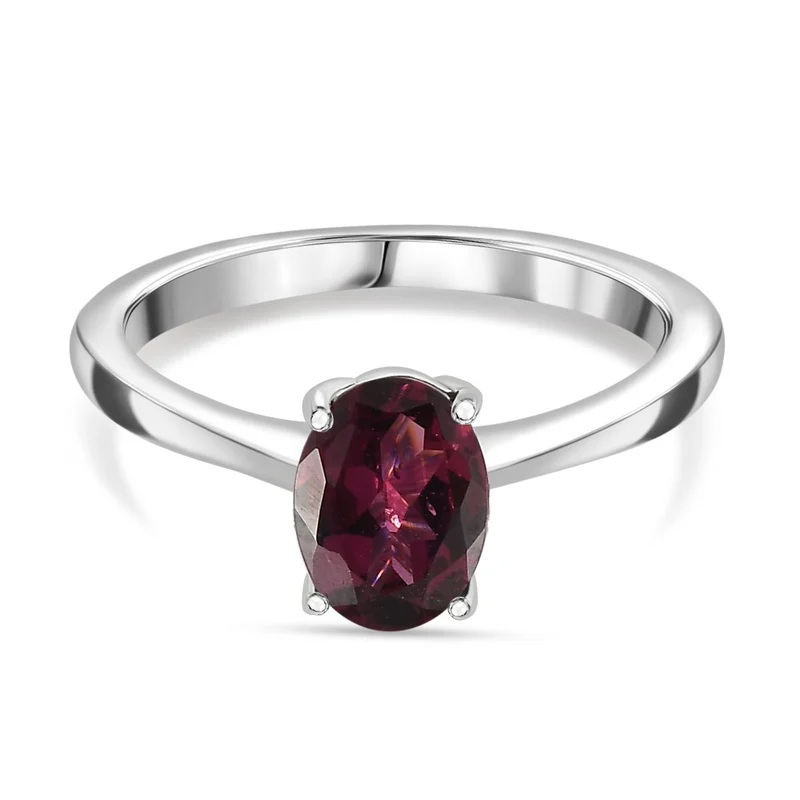Natürlicher Rhodolith Granat Ring, 925 Silber platiniert ca. 1.63 ct