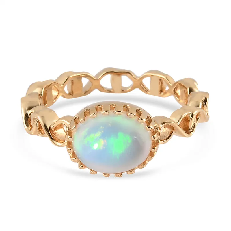 Natürlicher Äthiopischer Opal Ring vergoldet ca. 1,43 ct
