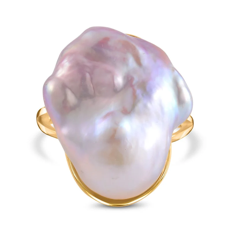 Süßwasser Perle Ring, 925 Silber vergoldet 11.50 ct