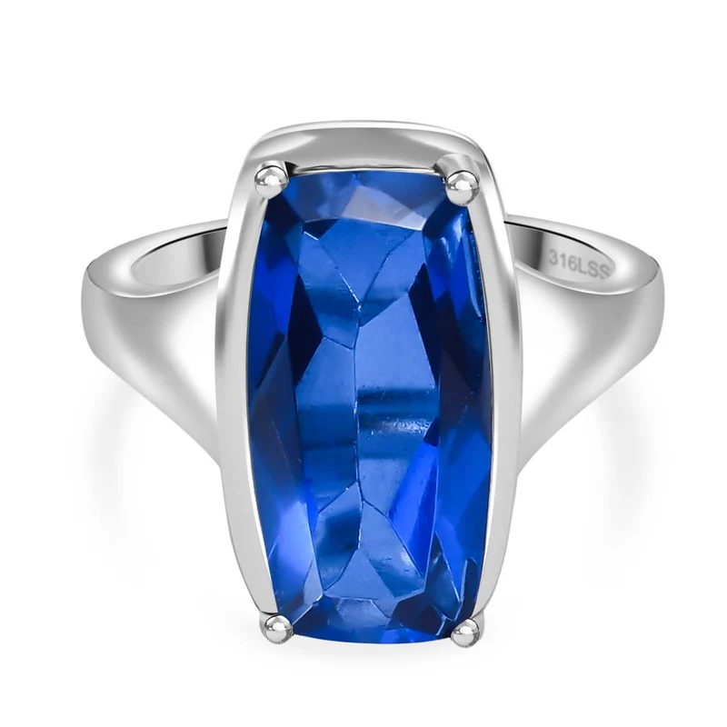 Ceylon Farbe Quarz Ring Edelstahl ca. 5,94 ct