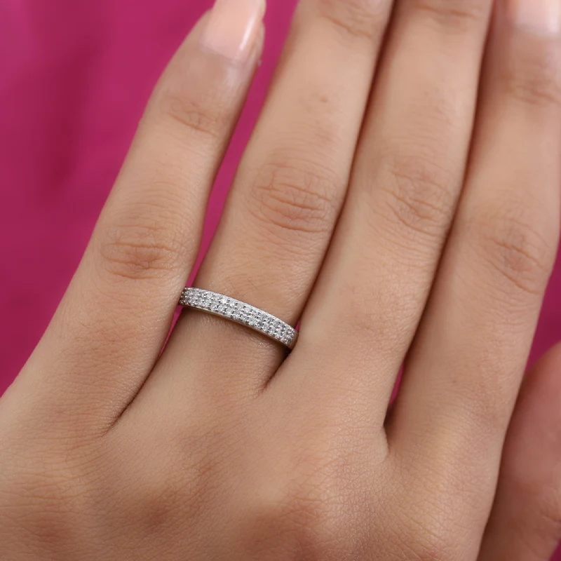 Diamant Half Eternity Ring 925 Silber platiniert ca. 0,25 ct