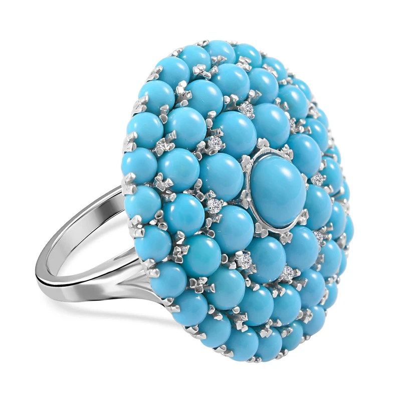 Amerikanischer, natürlicher Sleeping Beauty Türkis Ring, 925 Silber platiniert ca. 8.23 ct