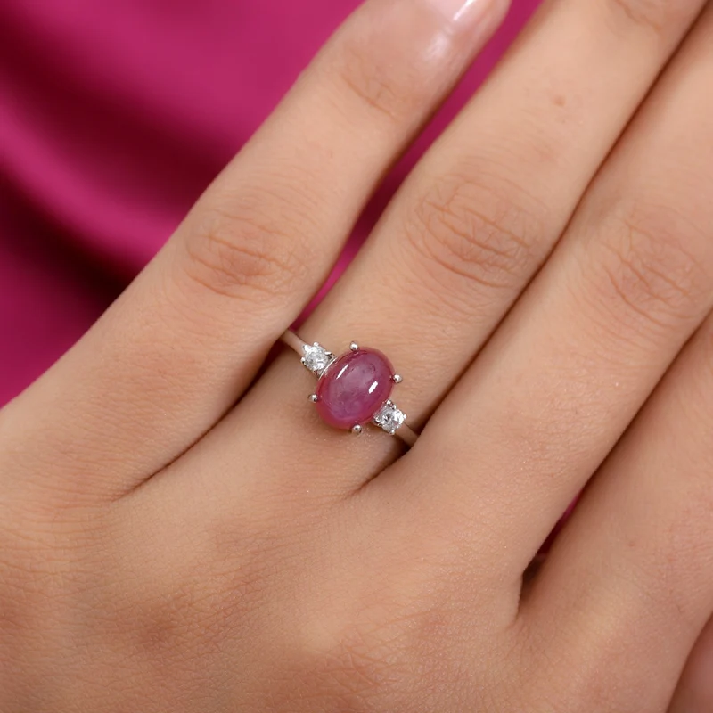Stern Rubin und Zirkon Ring 925 Silber platiniert ca. 2,99 ct
