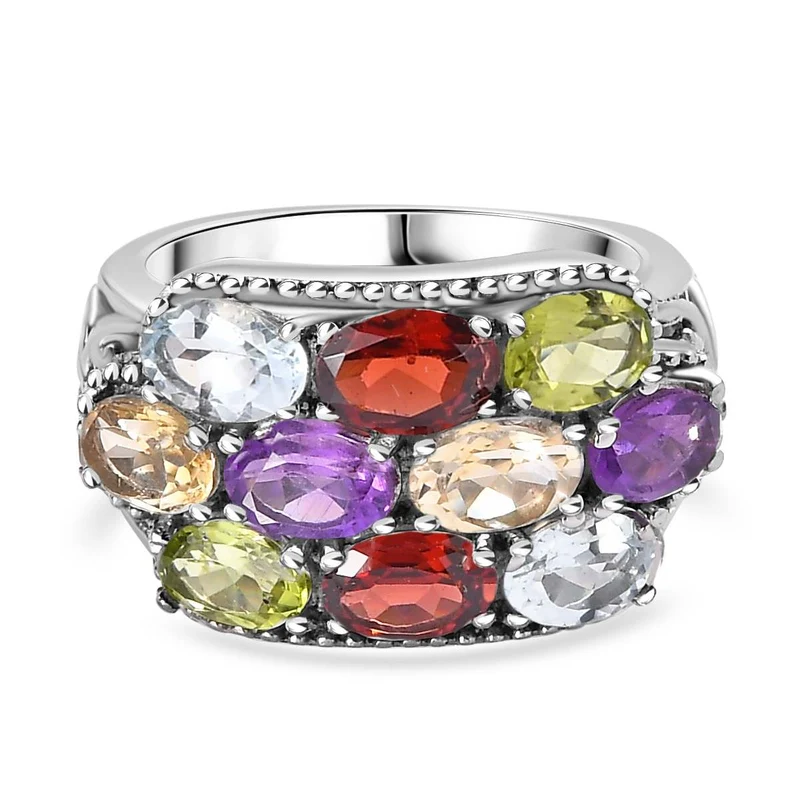 mehrfarbige Ring Edelstahl ca. 4.77 ct