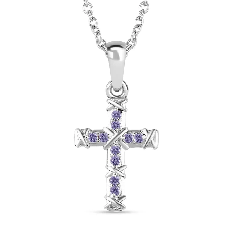 Blauer Zirkonia Anhänger mit Kette, 925 Silber und 316L Edelstahl