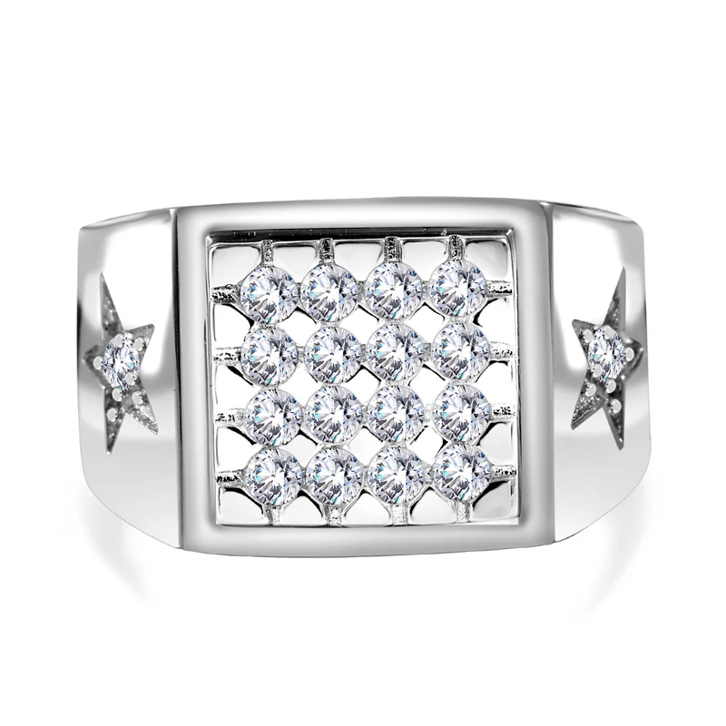 Weißer Zirkonia Ring 925 Silber rhodiniert
