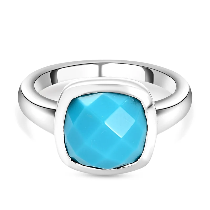 Amerikanischer, natürlicher Sleeping Beauty Türkis-Ring, 925 Silber platiniert ca. 3.76 ct