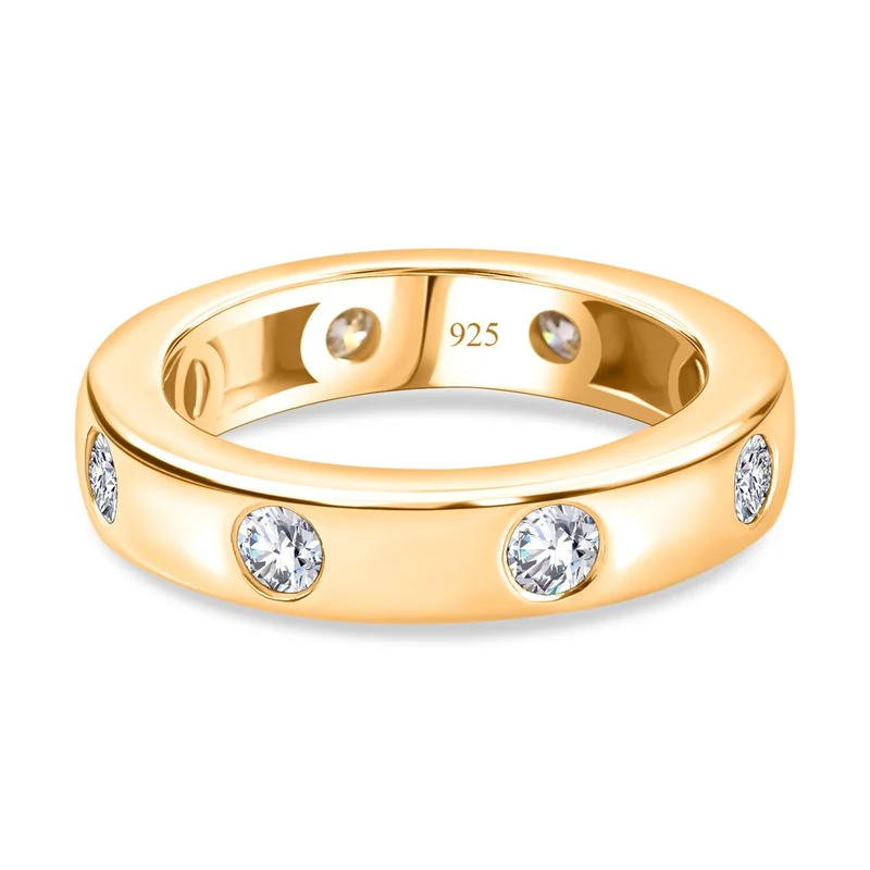 Moissanit Ring 925 Silber Gelbgold Vermeil ca. 0,83 ct