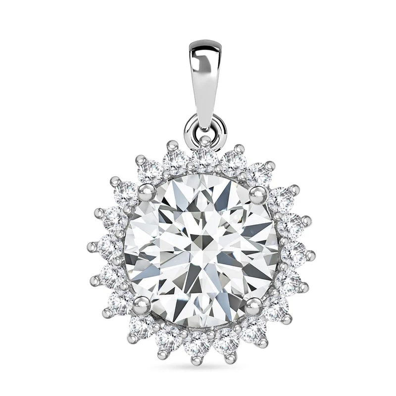 Moissanit Anhänger, 925 Silber platiniert, ca. 3.86 ct