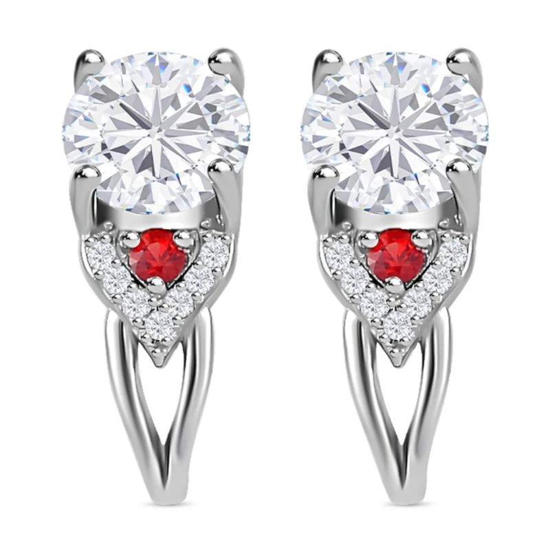 Moissanit, Roter Saphir Ohrringe 925 Silber rhodiniert ca. 2.54 ct