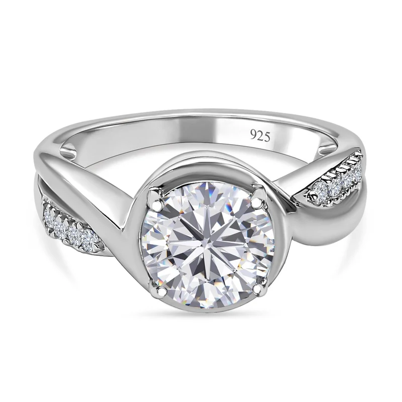 Moissanit Ring, 925 Silber platiniert ca. 1.94 ct