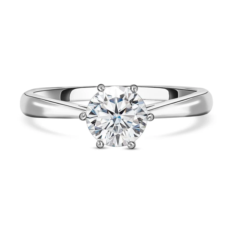 Moissanit-Ring, 925 Silber rhodiniert ca. 1,00 ct