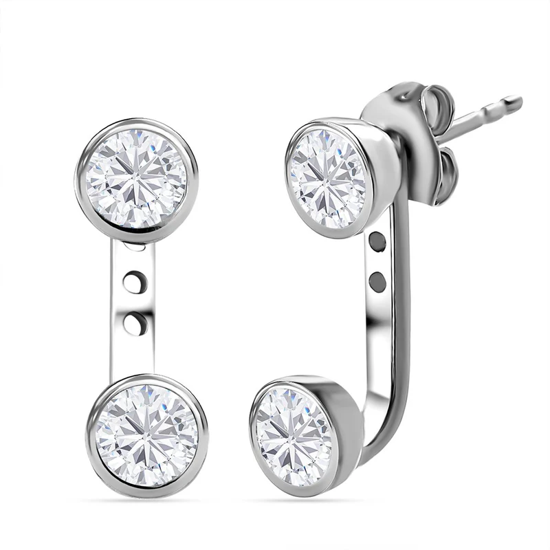 Moissanit Ohrringe 925 Silber platiniert ca. 1.68 ct