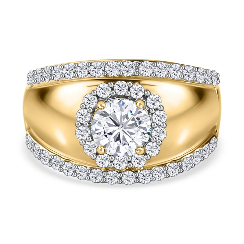 Moissanit Ring, 925 Silber vergoldet, ca. 1.19 ct