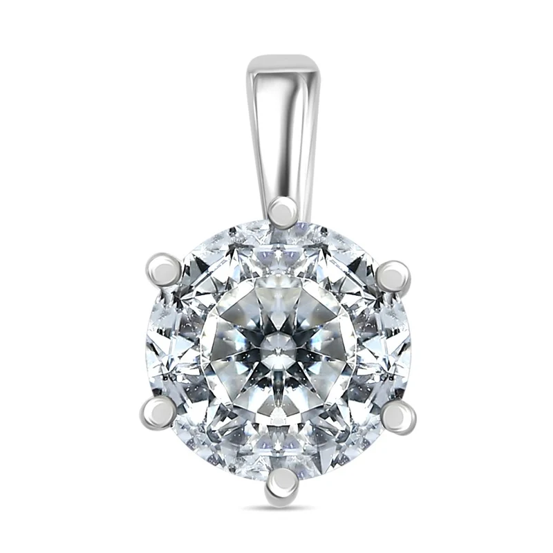 100 Facetten Moissanit Anhänger 925 Silber Gelbgold Vermeil ca. 1.01 ct