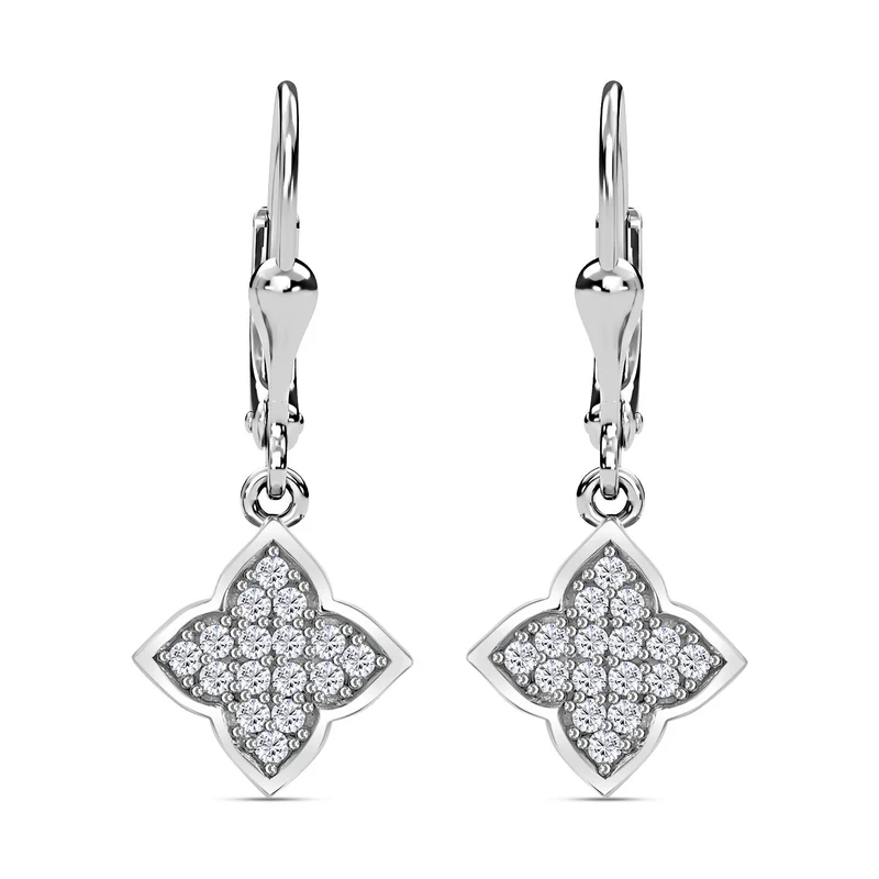 Moissanit Ohrringe, 925 Silber platiniert, ca. 0.45 ct