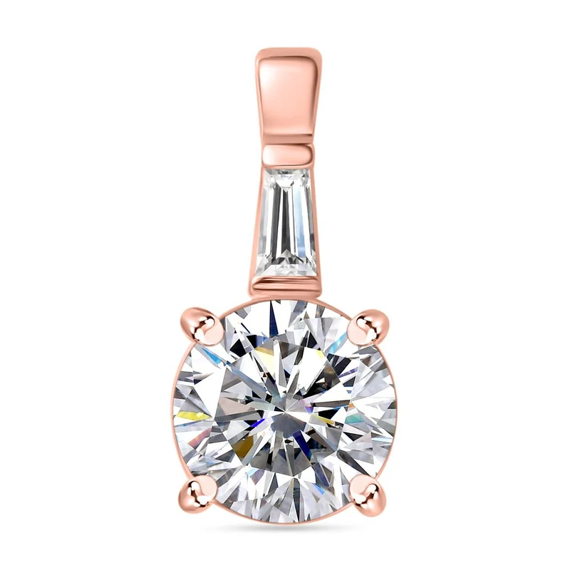 Moissanit Anhänger 925 Silber 750 Roségold Vermeil ca. 1.84 ct