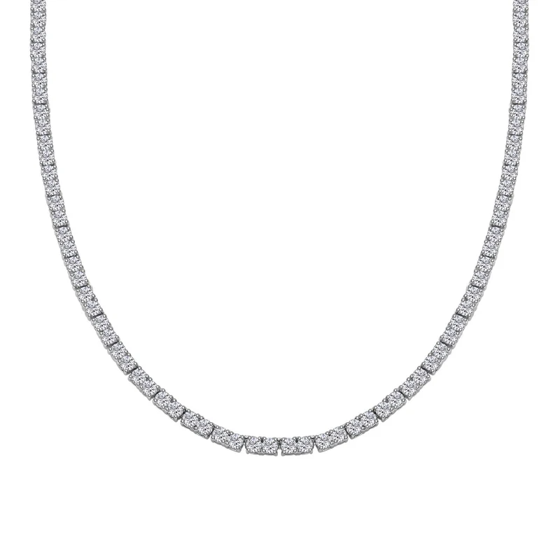 Moissanit Halskette ca. 45 cm 925 Silber rhodiniert ca. 14.28 ct