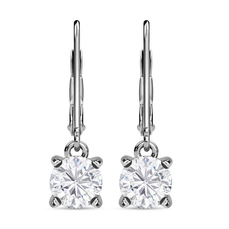 Moissanit Ohrringe 925 Silber platiniert ca. 1.56 ct
