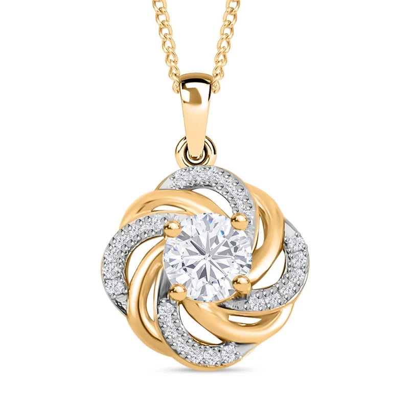 Moissanit Schmuckset 925 Silber Gelbgold Vermeil, 925 Silber Zweifarbige Beschichtung ca. 0,92 ct.
