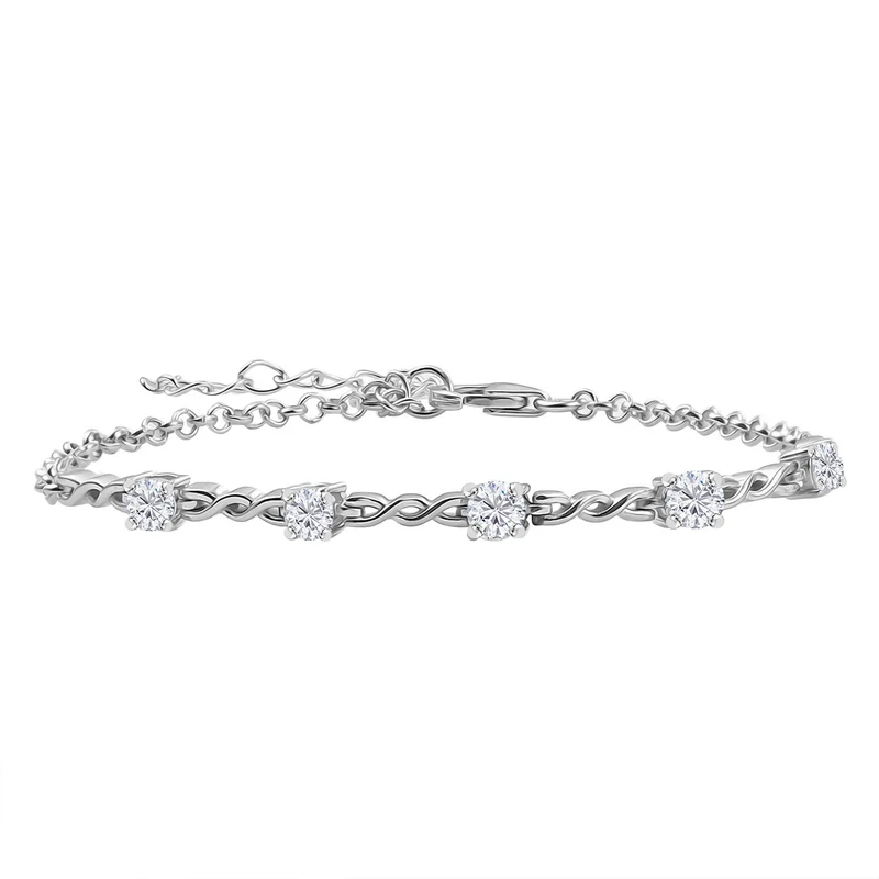Moissanit Armband ca. 18 cm 925 Silber rhodiniert ca. 1.13 ct