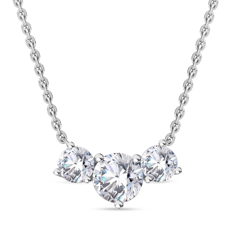 Moissanit Halskette ca. 45 cm 925 Silber rhodiniert ca. 2,12 ct.