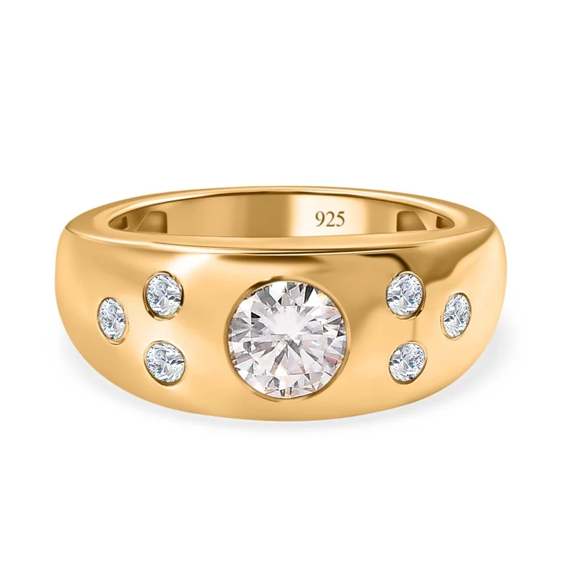 Moissanit Ring, 925 Silber vergoldet ca. 0.88 ct
