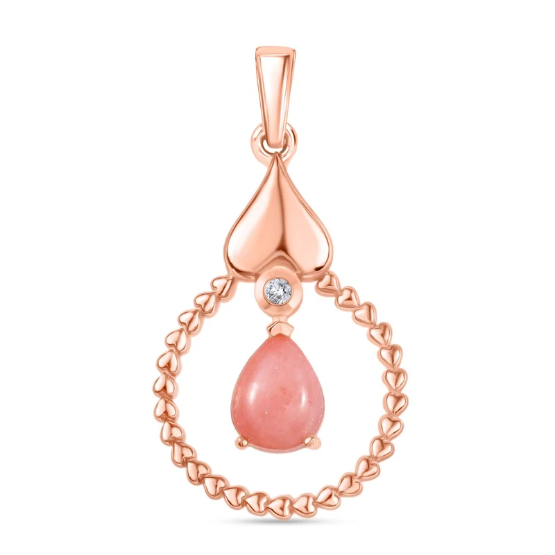 Herzklang - D joy AA Vinicunca-Peruanischer Opal, Weißer Zirkon Anhänger 925 Silber 750 rosévergoldet ca. 1.18 ct