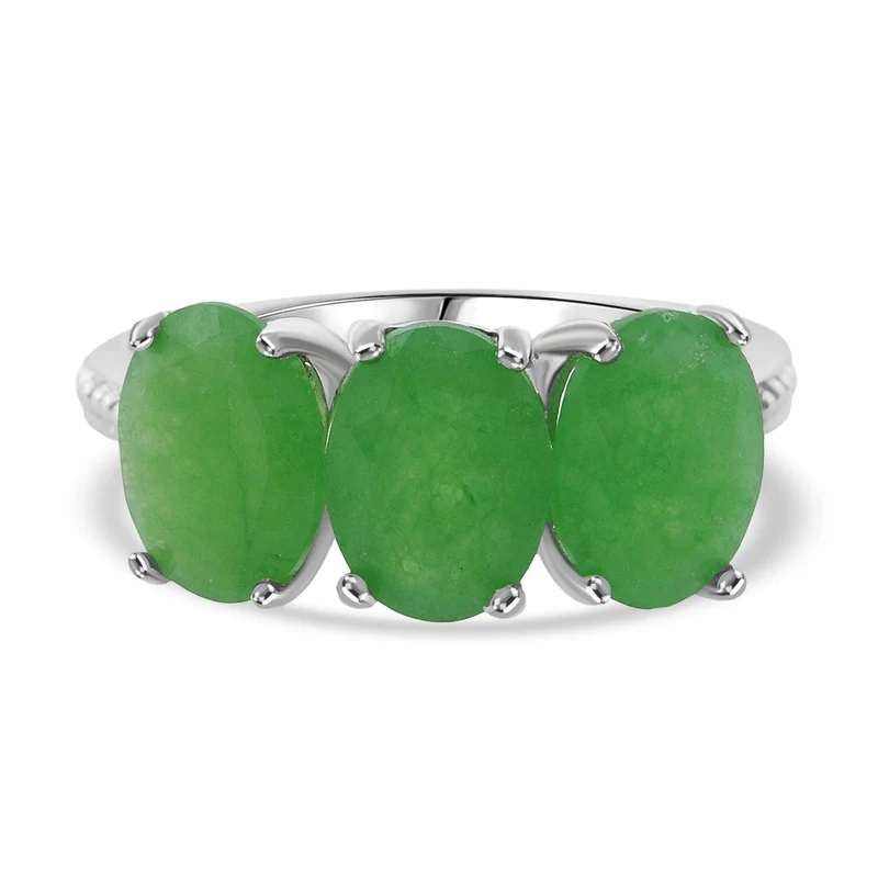 Grüne Jade Ring 925 Silber ca. 3,51 ct