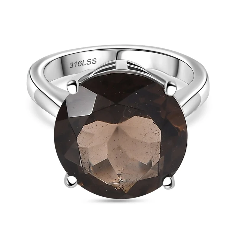 Rauchquarz Ring Edelstahl ca. 8,66 ct