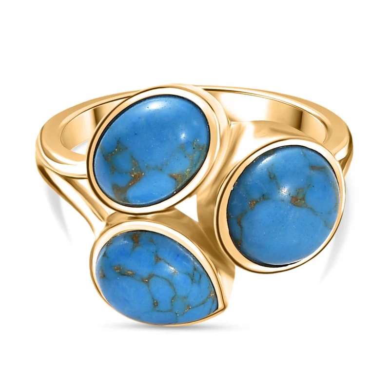 Blaues Türkis Ring Nickelfreies Messing ca. 4,01 ct
