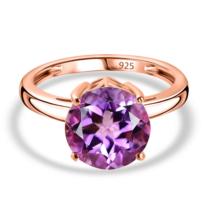 Rose De France Amethyst Ring, 925 Silber rosévergoldet, ca. 3.55 ct