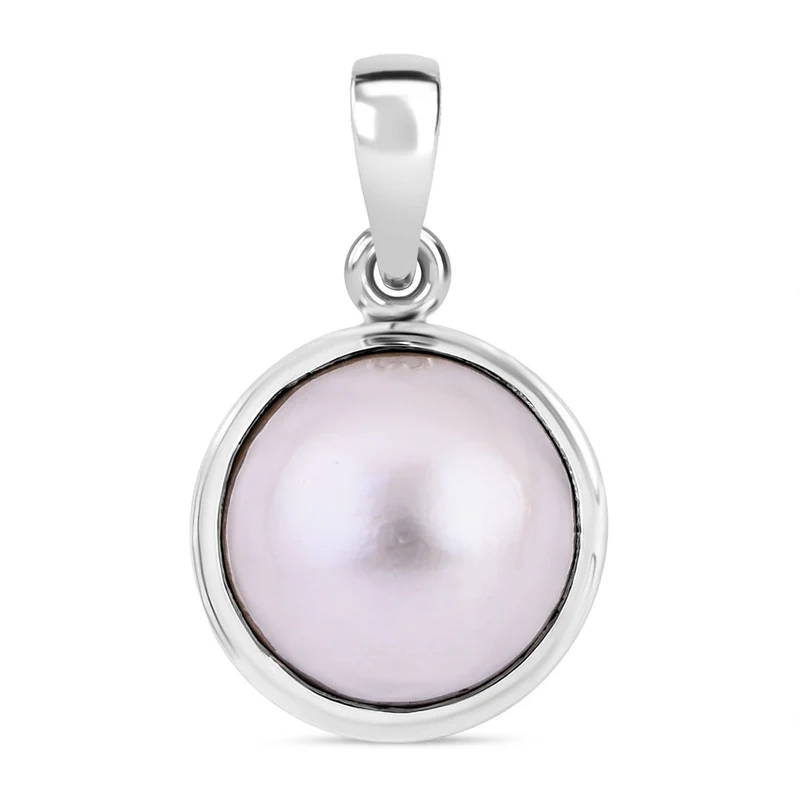 Weiße Mabe Perle Anhänger 925 Silber