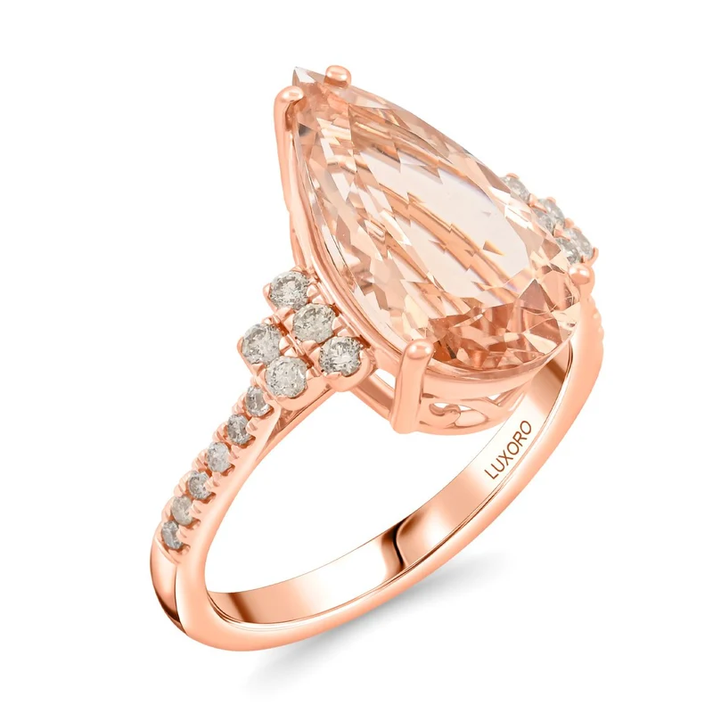 AAA Morganit, Weißer Diamant Ring 585 Gold ca. 6,50 ct