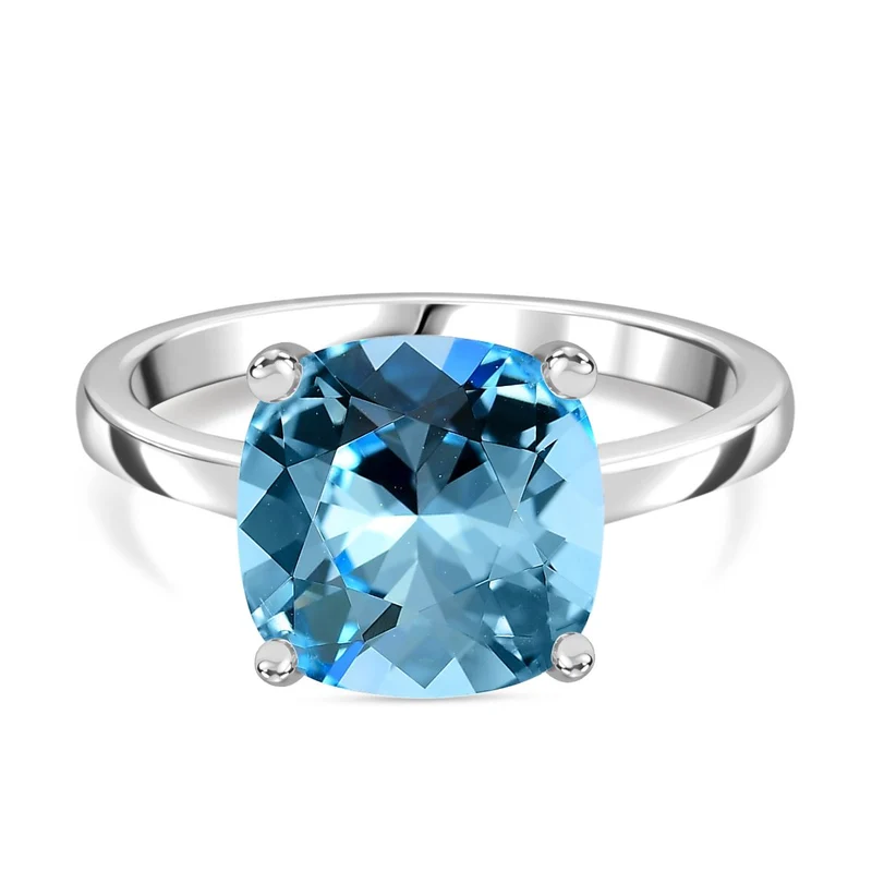 J Francis gefertigt mit SWAROVSKI Aquamarin Kristall Ring 925 Silber platiniert