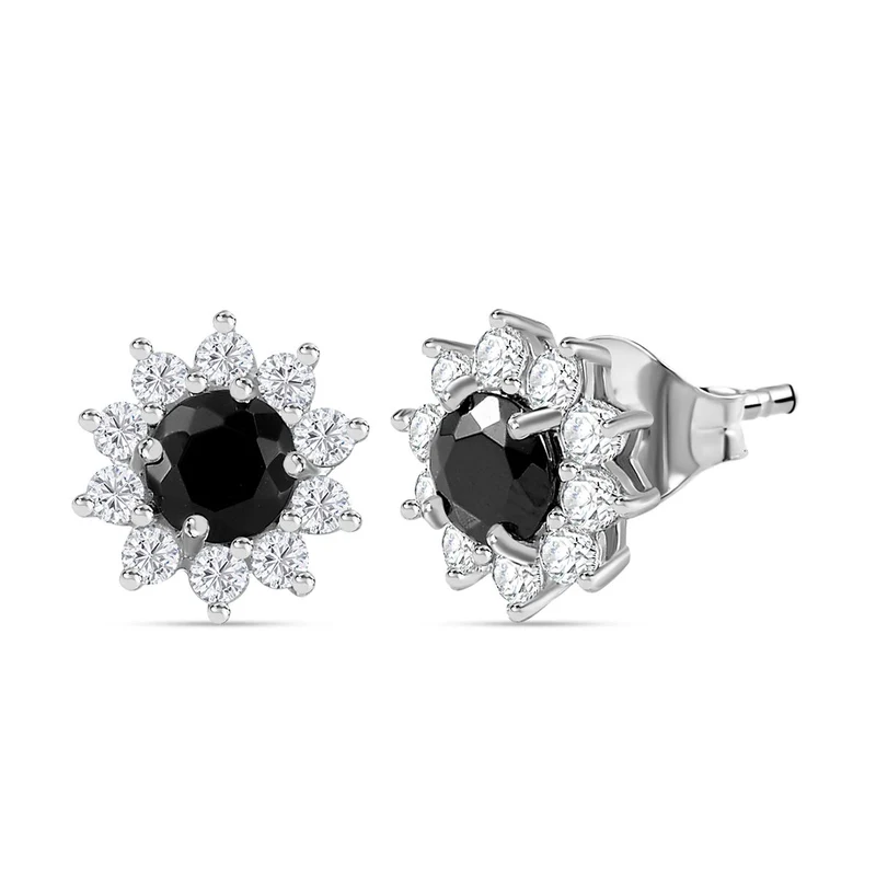 Elite Shungit, Weißer Zirkon Ohrringe 925 Silber rhodiniert ca. 1,67 ct.