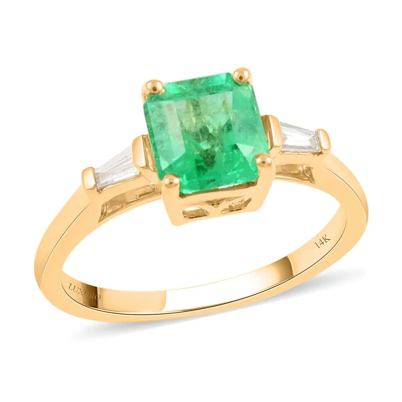 AAA Kolumbianischer Smaragd, Weißer Diamant Ring 585 Gold ca. 1,15 ct
