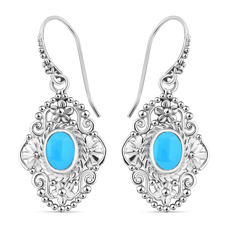 Sleeping Beauty Türkis Ohrringe 925 Silber ca. 2,28 ct.