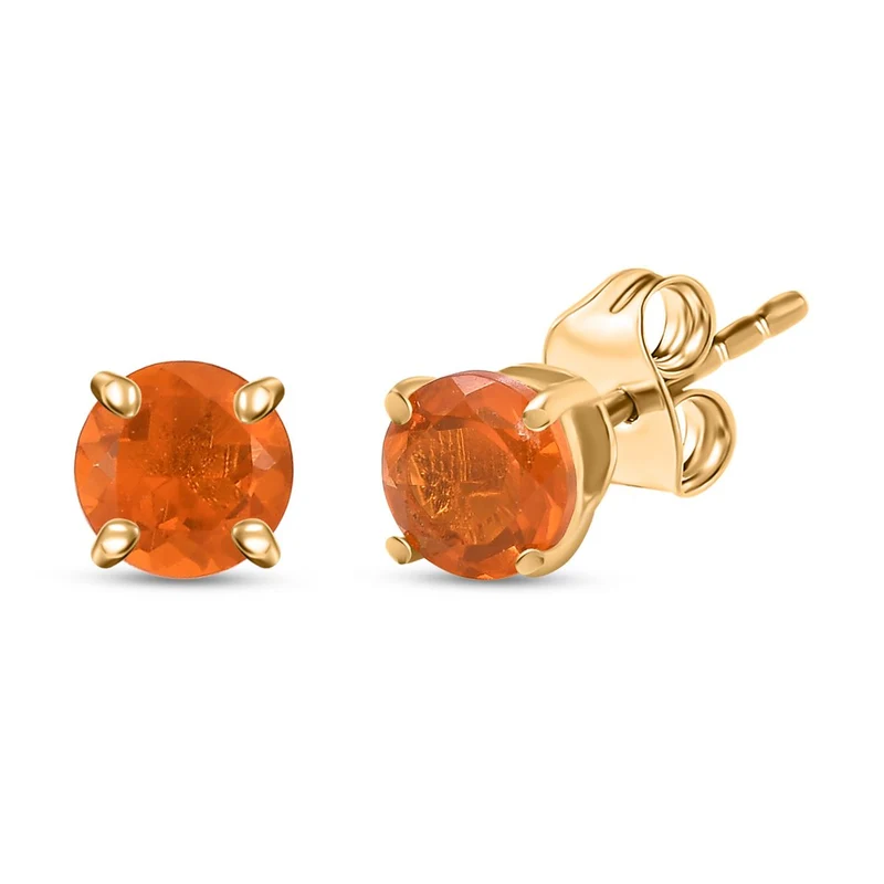 D'Joy AA Salamanca Feueropal Ohrringe 925 Silber 750 Gelbgold Vermeil ca. 0.72 ct
