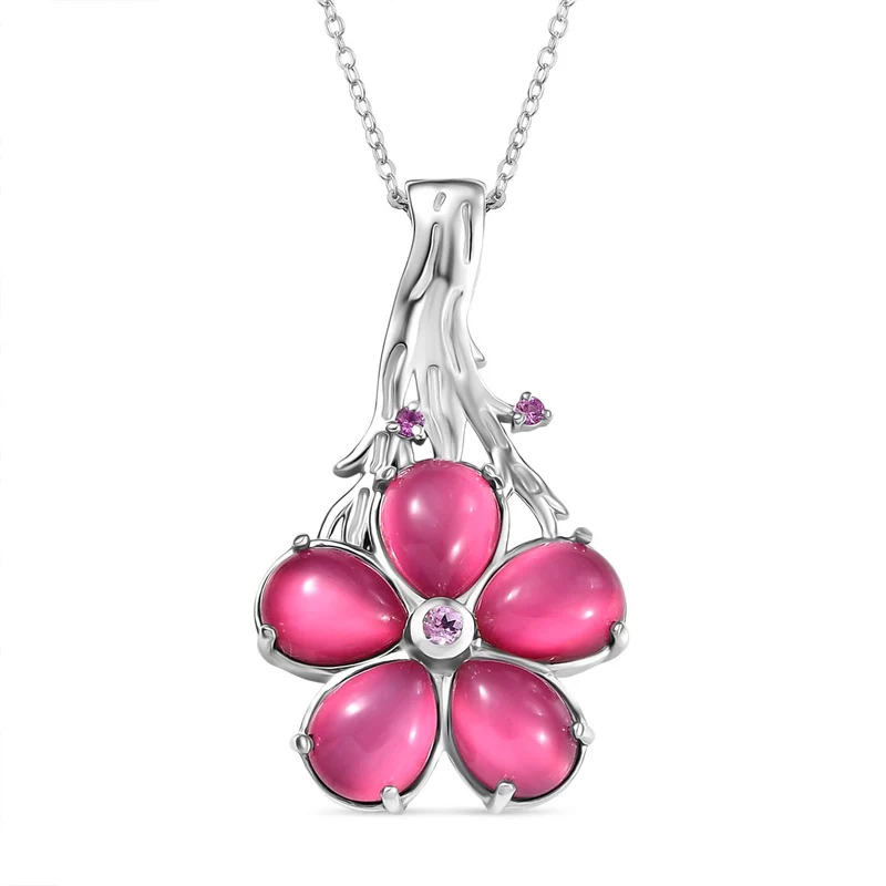 GP Italienische Garten Kollektion-Maulbeer Mondstein, Kanchanaburi Blauer Saphir Anhänger mit Kette, 925 Silber rhodiniert ca. 8.65 ct