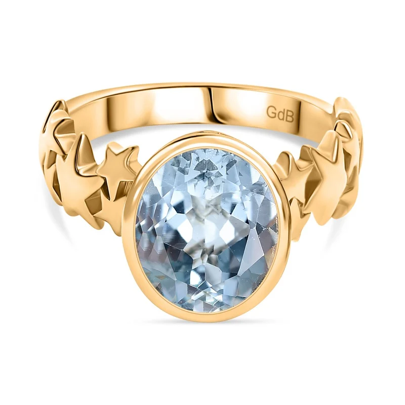 Himmelblauer Topas Ring Messing ca. 3,50 ct