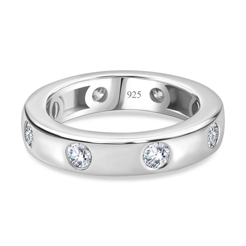 Moissanit Ring 925 Silber rhodiniert ca. 0,83 ct