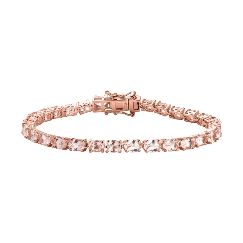 AA Morganit Armband ca. 19 cm 925 Silber Roségold Vermeil ca. 8.37 ct