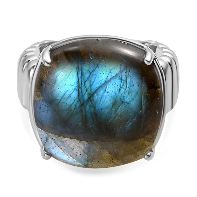Labradorit Ring, Edelstahl ca. 14.17 ct