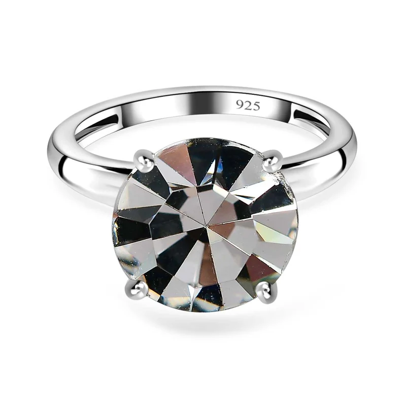 Weißer Kristall Ring, 925 Silber