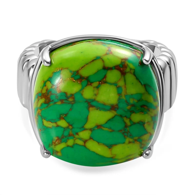 Grünes Türkis Ring, 316L Edelstahl ca. 12.43 ct