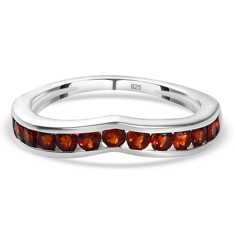 Roter Granat Ring, 925 Silber ca. 0.75 ct