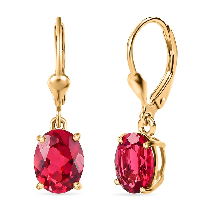 Lab Grown Padparadscha-Saphir Ohrringe, 925 Silber Gelbgold Vermeil, ca. 5.29 ct