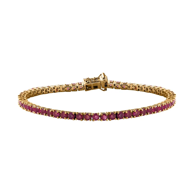 Afrikanischer Rubin (Fissure gefüllt) Armband, ca. 18 cm, 925 Silber vergoldet ca. 9.05 ct