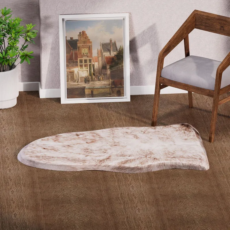 Luxury Edition: Wolkenweicher Kunstfell Teppich mit Anti-Rutsch-Unterseite, 2200 GSM, 60x100 cm, Weiß Beige